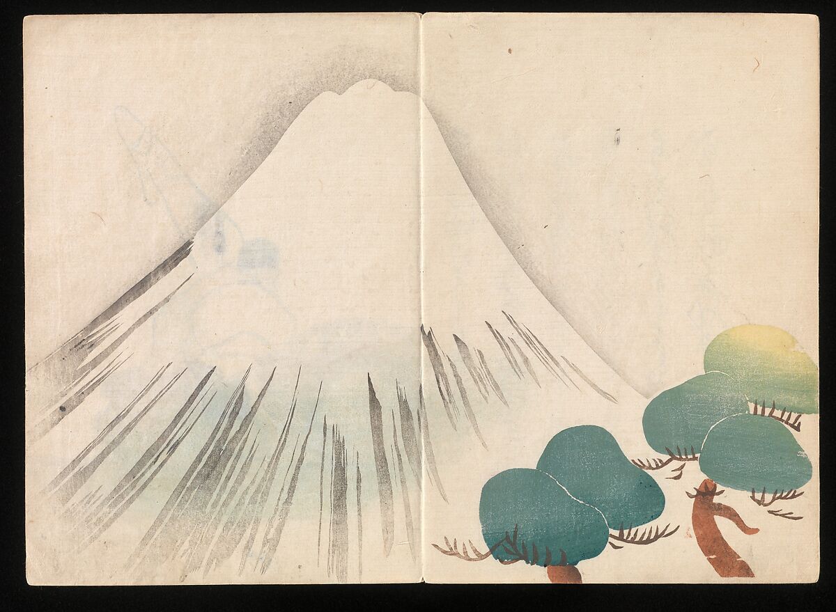 Kōrin Picture Album (Kōrin gafu) 光琳画譜, Nakamura Hōchū 中村芳中 (Japanese, died 1819), Woodblock printed book in two volumes (orihon, accordion-style); ink and color on paper, Japan