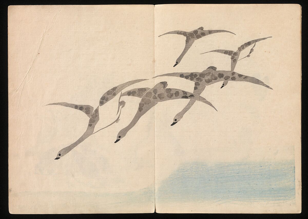 Kōrin Picture Album (Kōrin gafu) 光琳画譜, Nakamura Hōchū 中村芳中 (Japanese, died 1819), Woodblock printed book in two volumes (orihon, accordion-style); ink and color on paper, Japan