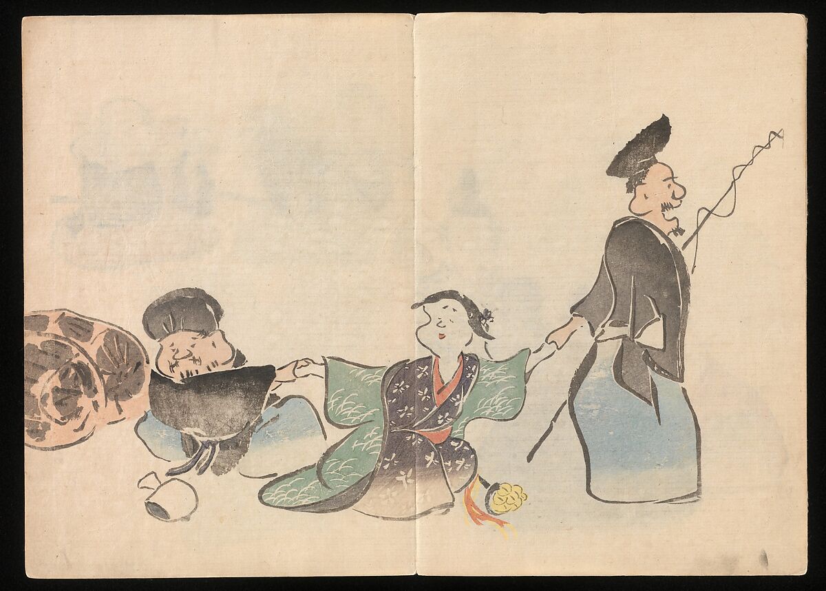 Kōrin Picture Album (Kōrin gafu) 光琳画譜, Nakamura Hōchū 中村芳中 (Japanese, died 1819), Woodblock printed book in two volumes (orihon, accordion-style); ink and color on paper, Japan
