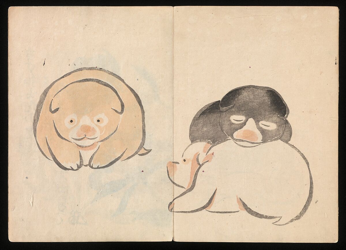 Kōrin Picture Album (Kōrin gafu) 光琳画譜, Nakamura Hōchū 中村芳中 (Japanese, died 1819), Woodblock printed book in two volumes (orihon, accordion-style); ink and color on paper, Japan