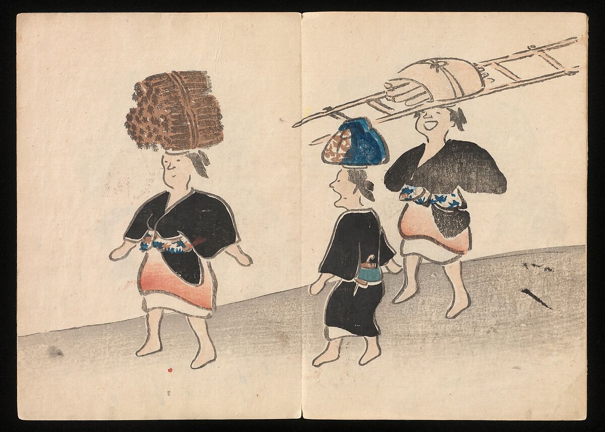 Kōrin Picture Album (Kōrin gafu) 光琳画譜, Nakamura Hōchū 中村芳中 (Japanese, died 1819), Woodblock printed book in two volumes (orihon, accordion-style); ink and color on paper, Japan