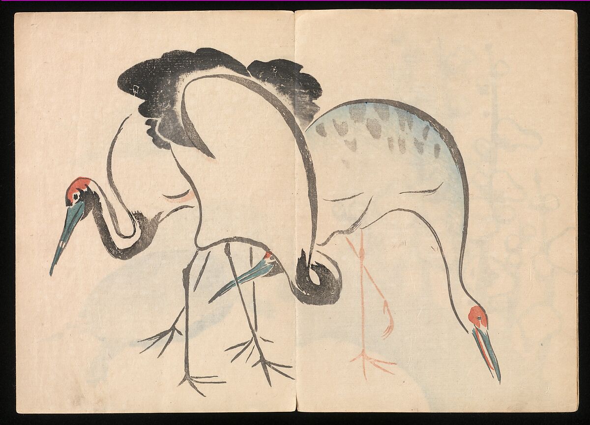 Kōrin Picture Album (Kōrin gafu) 光琳画譜, Nakamura Hōchū 中村芳中 (Japanese, died 1819), Woodblock printed book in two volumes (orihon, accordion-style); ink and color on paper, Japan