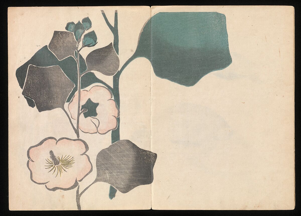 Kōrin Picture Album (Kōrin gafu) 光琳画譜, Nakamura Hōchū 中村芳中 (Japanese, died 1819), Woodblock printed book in two volumes (orihon, accordion-style); ink and color on paper, Japan