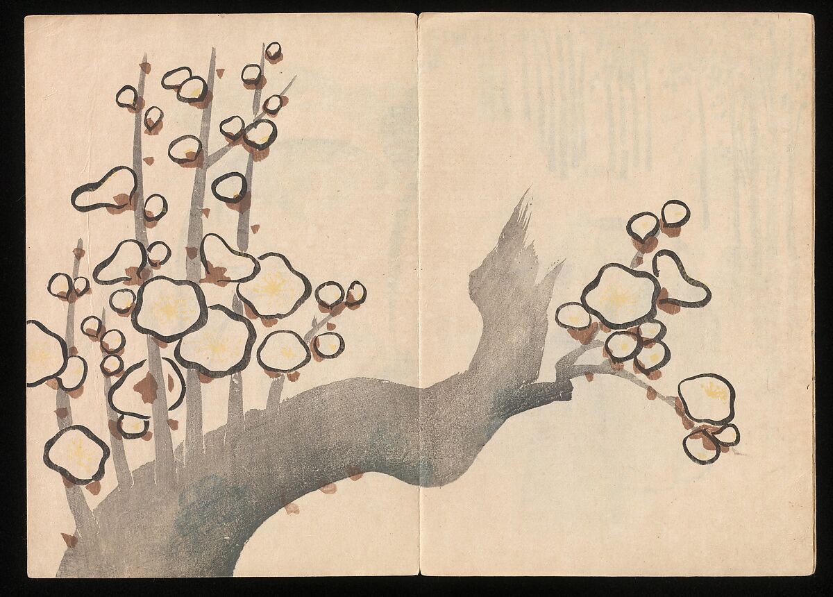 Kōrin Picture Album (Kōrin gafu) 光琳画譜, Nakamura Hōchū 中村芳中 (Japanese, died 1819), Woodblock printed book in two volumes (orihon, accordion-style); ink and color on paper, Japan