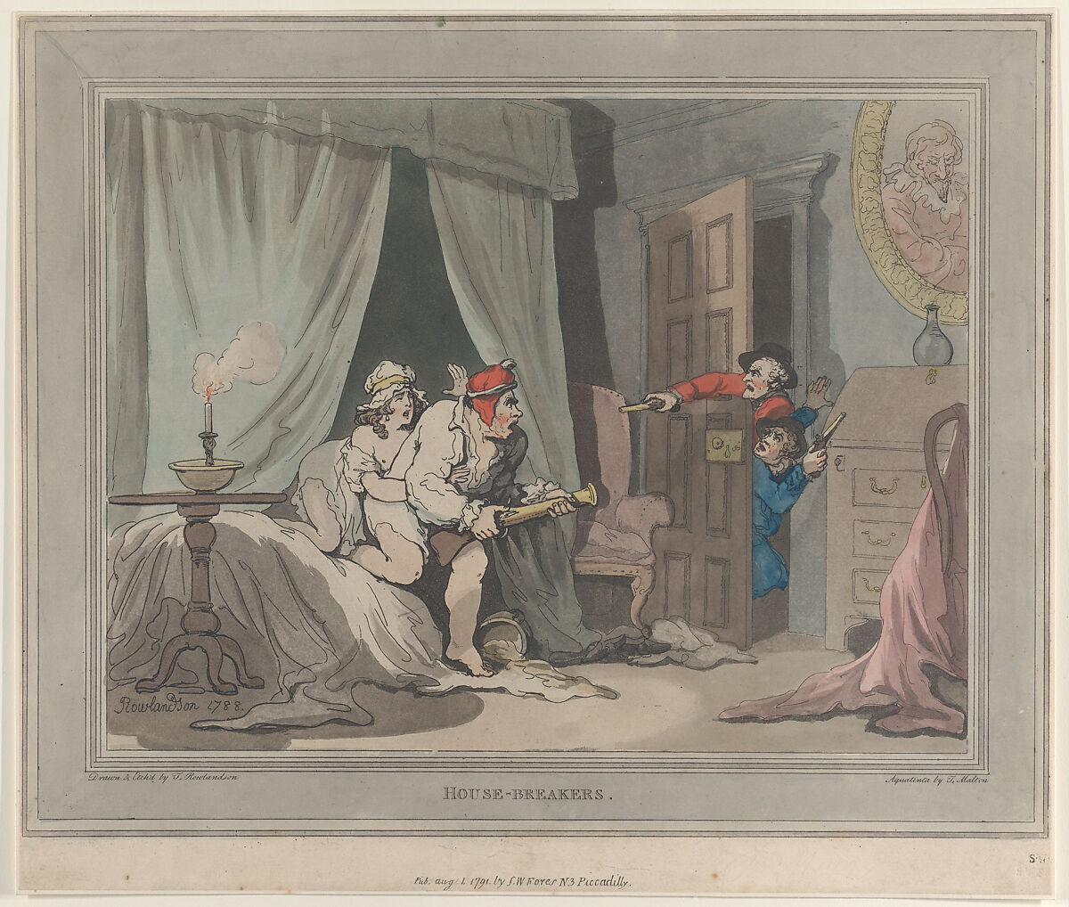 House-Breakers, Drawn and etched by Thomas Rowlandson (British, London 1757–1827 London), Hand-colored etching and aquatint