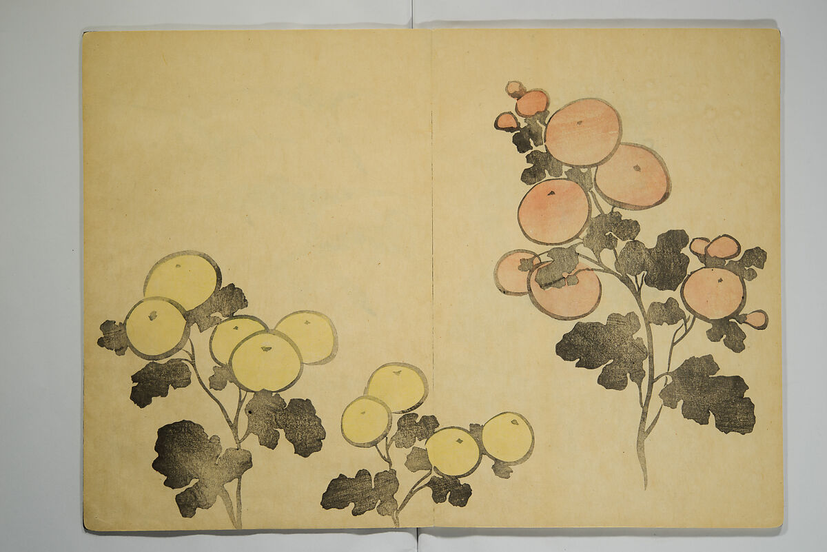 Kōrin Picture Album (Kōrin gafu) 光琳画譜, Nakamura Hōchū 中村芳中 (Japanese, died 1819), Woodblock-printed book (orihon, accordion-style); ink and color on paper, Japan