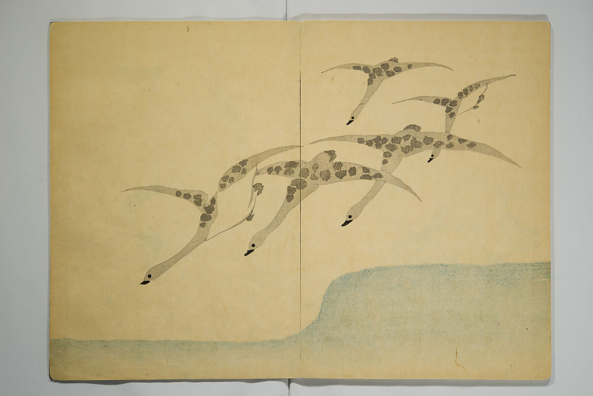Kōrin Picture Album (Kōrin gafu) 光琳画譜, Nakamura Hōchū 中村芳中 (Japanese, died 1819), Woodblock-printed book (orihon, accordion-style); ink and color on paper, Japan