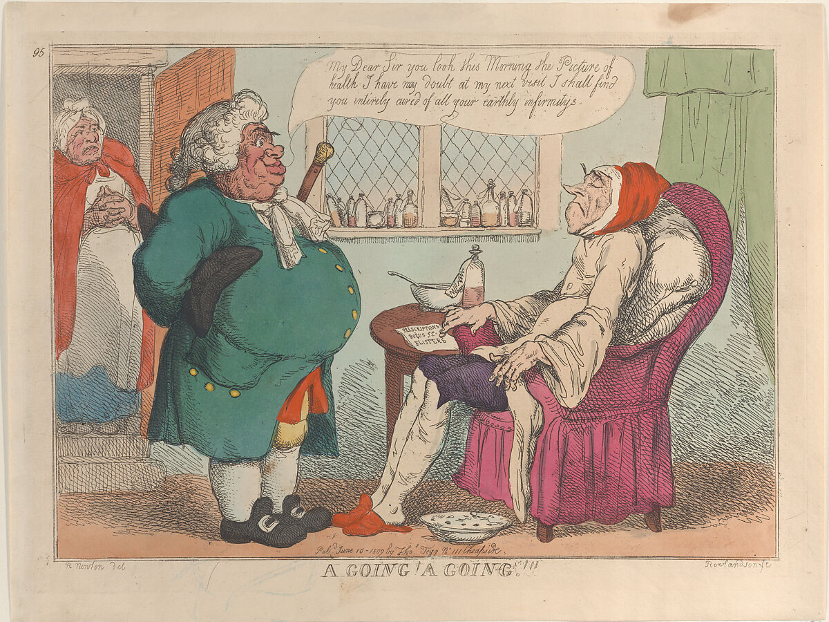 A Going! A Going!!!, Thomas Rowlandson (British, London 1757–1827 London), Hand-colored etching 