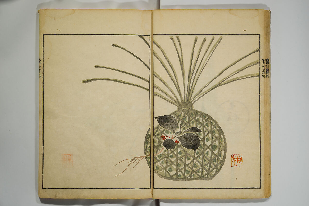 Picture Album by Ōson (Hōitsu) (Ōson fuga), Sakai Hōitsu 酒井抱一 (Japanese, 1761–1828), Woodblock printed book; ink and color on paper, Japan