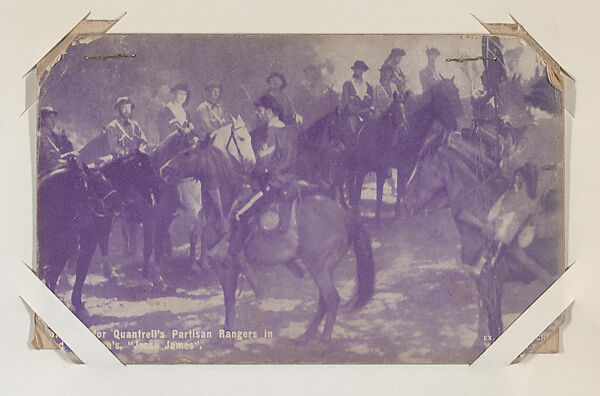 Quantrell's Partisan Rangers/ Fred Thomson's "Jesse James" from Western Stars or Scenes Exhibit Cards series (W412), Exhibit Supply Company, Commercial color photolithograph 