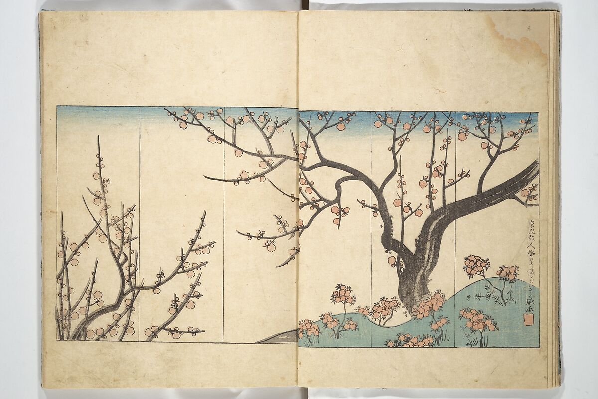 Traces of Kenzan's Brush (Kenzan iboku) 乾山遺墨, Woodblock printed book; ink and color on paper, Japan