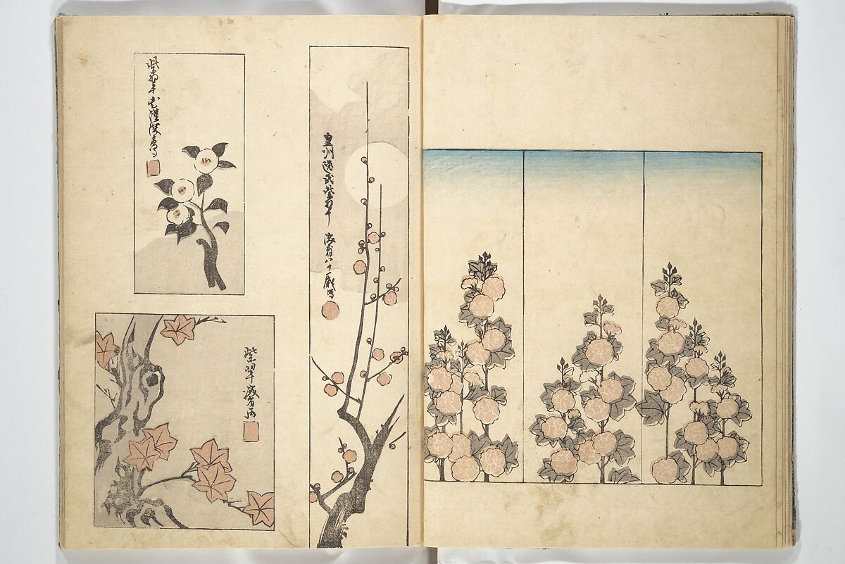 Traces of Kenzan's Brush (Kenzan iboku) 乾山遺墨, Woodblock printed book; ink and color on paper, Japan