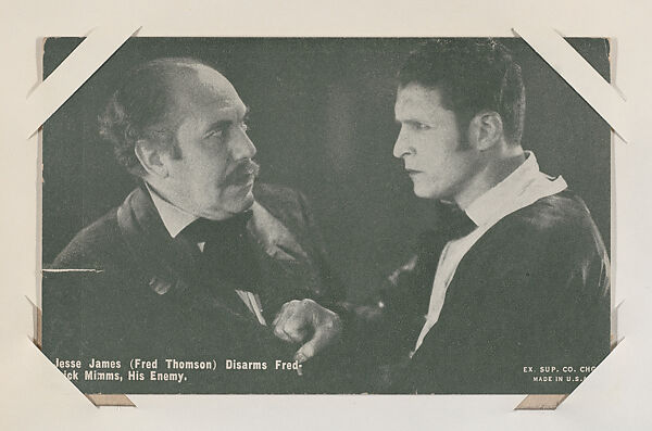 Jesse James (Fred Thomson) Disarms Frederick Mimms, His Enemy from Western Stars or Scenes Exhibit Cards series (W412), Exhibit Supply Company, Commercial color photolithograph 