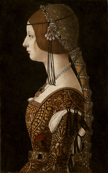 Bianca Maria Sforza, Giovanni Ambrogio de Predis (Italian, Milanese, active by 1472–died after 1508), Oil on wood panel (poplar), Italian, Milan 