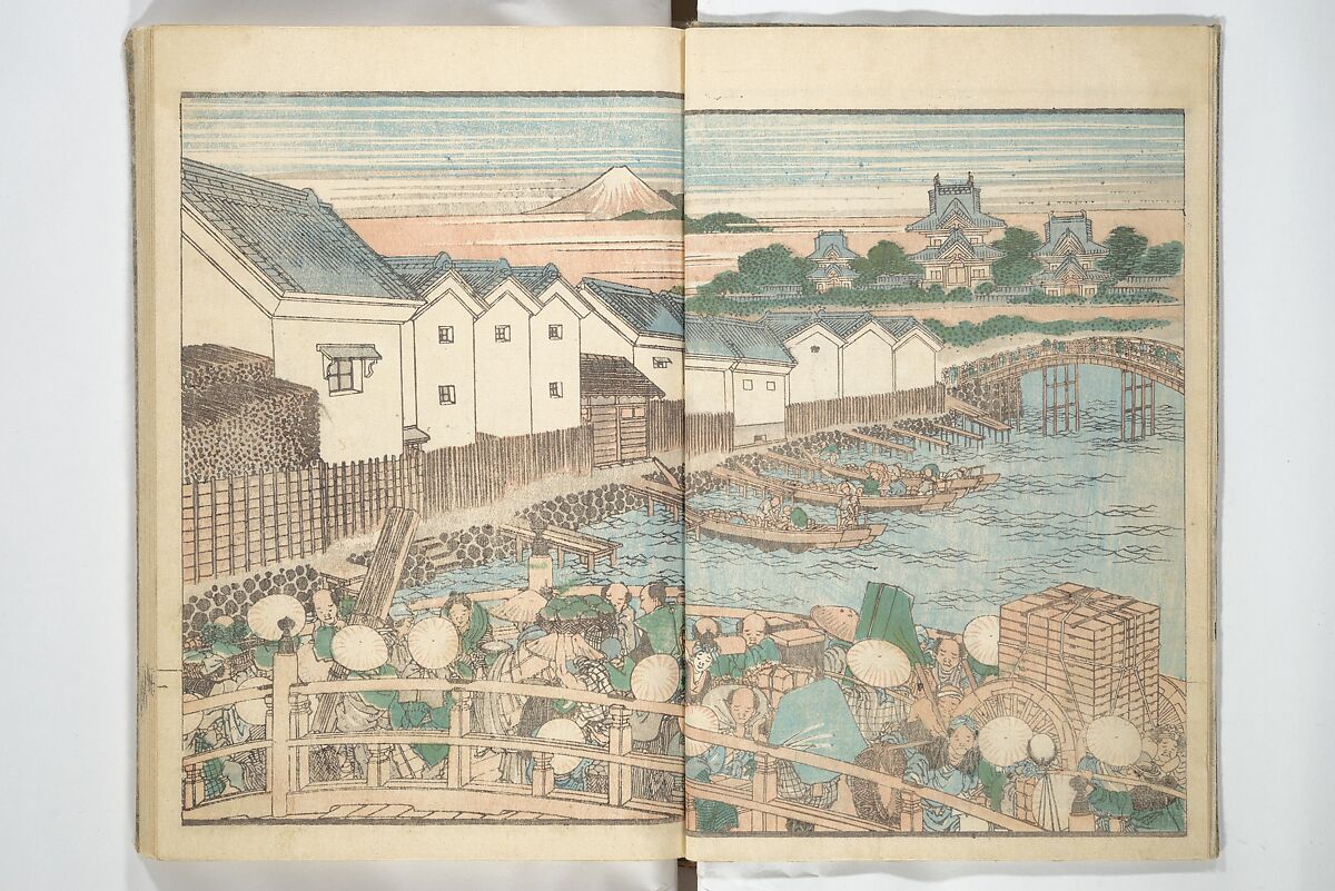 Picture Album of Road Pictures (of the Tōkaidō Road) (Dōchū gafu) 道中画譜, Totoya Hokkei 魚屋北渓 (Japanese, 1780–1850), Woodblock printed book; ink and color on paper, Japan