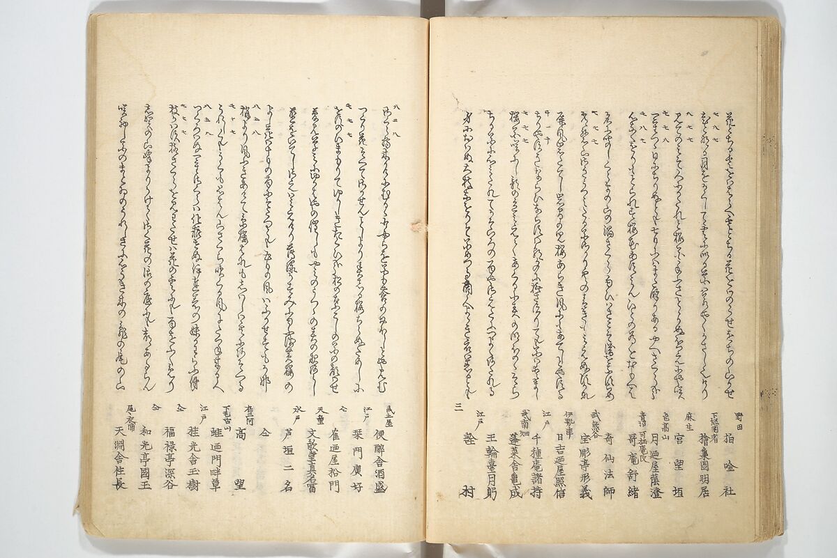 Collected Thirty-six Kyōka Poets (Kyōka roku roku shū) 興歌六々集, Totoya Hokkei 魚屋北渓 (Japanese, 1780–1850), Woodblock printed book; ink and color on paper, Japan