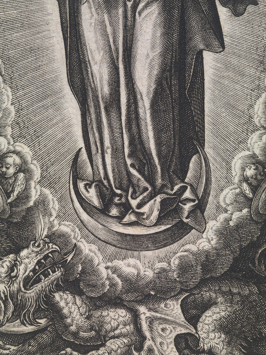 The Virgin with the Symbols of the Lauretanian Litany, Hieronymus (Jerome) Wierix (Netherlandish, ca. 1553–1619 Antwerp), Engraving; second state of two