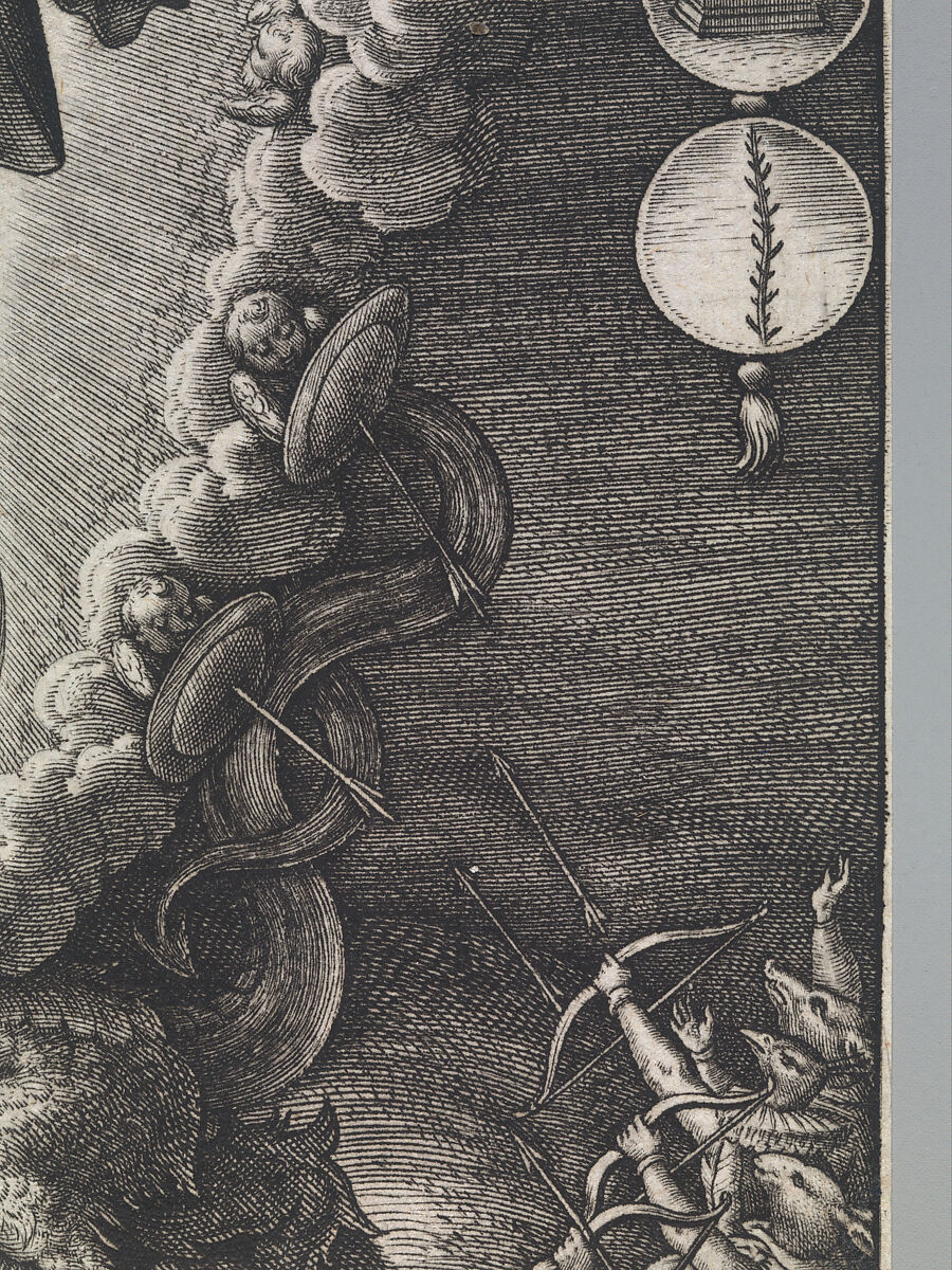 The Virgin with the Symbols of the Lauretanian Litany, Hieronymus (Jerome) Wierix (Netherlandish, ca. 1553–1619 Antwerp), Engraving; second state of two