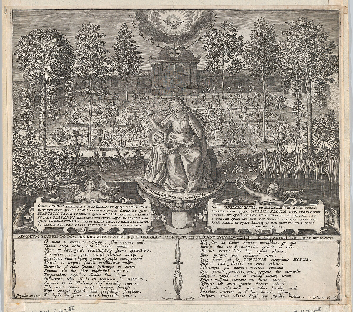 The Virgin and Child in the Enclosed Garden, Jan (Johannes) Wierix (Netherlandish, Antwerp 1549–1615 Brussels), Engraving; third state of three 