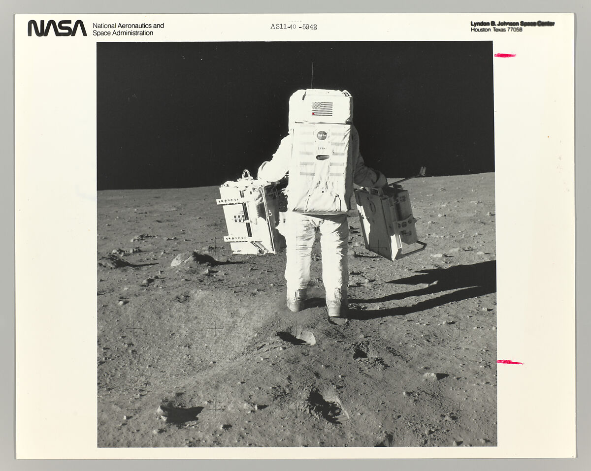 Buzz Aldrin on the Moon with Components of the Early Apollo Scientific Experiments Package, Neil Armstrong (American, Wapakoneta, Ohio 1930–2012 Cincinnati, Ohio), Chromogenic print 