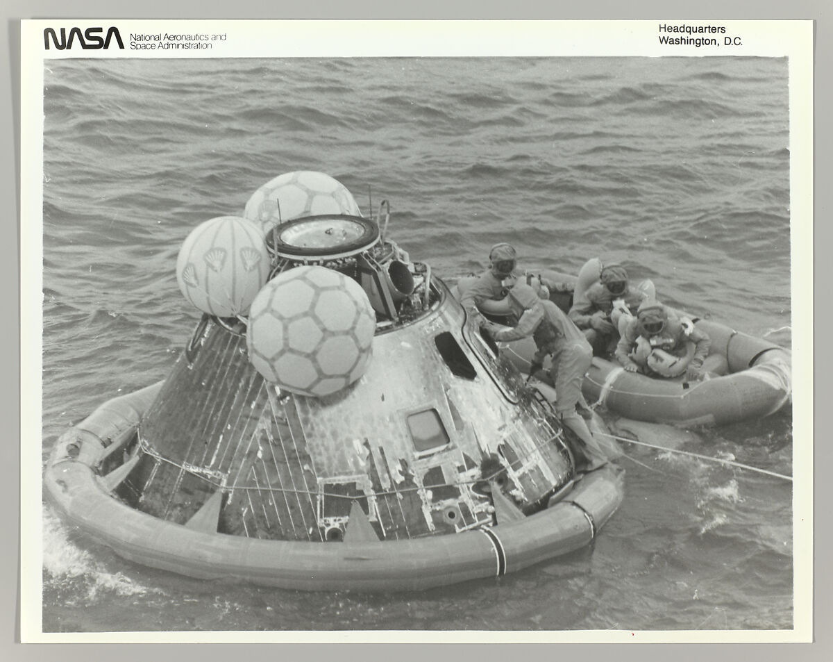 [Astronauts in Lifeboat After Apollo 11 Splashdown], National Aeronautics and Space Administration (NASA), Gelatin silver print 