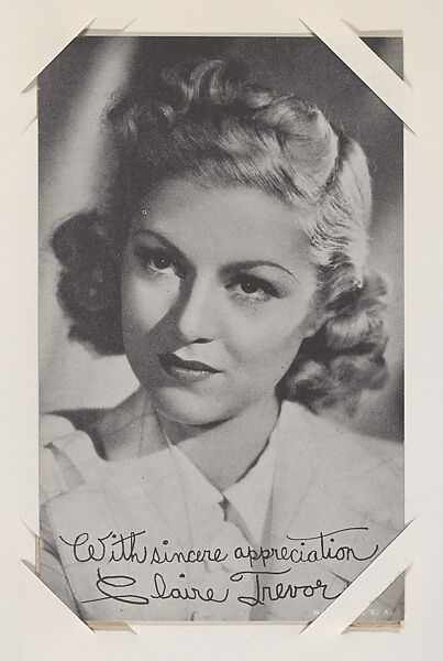 Claire Trevor from Movie Stars Exhibit Cards series (W401), Commercial photolithograph 