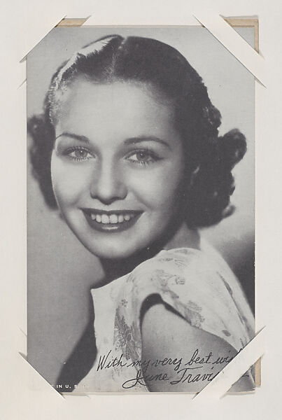 June Travis from Movie Stars Exhibit Cards series (W401), Commercial photolithograph 