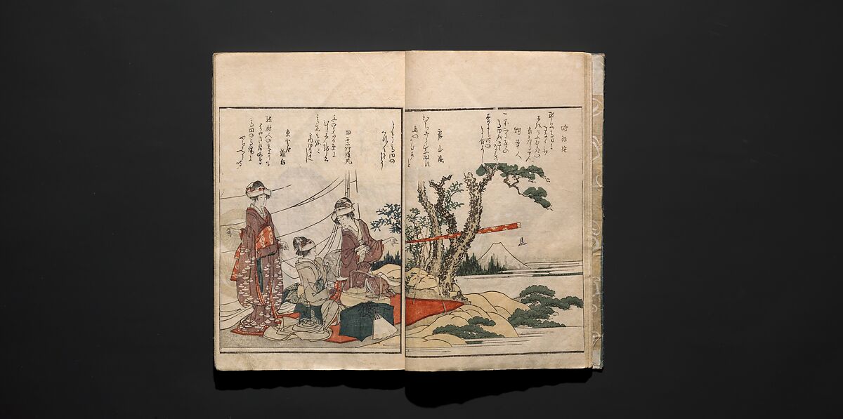 Picture Book of Kyōka Poems: Mountains upon Mountains (Ehon kyōka yama mata yama) 画本狂歌山満多山, Katsushika Hokusai 葛飾北斎 (Japanese, Tokyo (Edo) 1760–1849 Tokyo (Edo)), Woodblock printed book; ink and color on paper, Japan