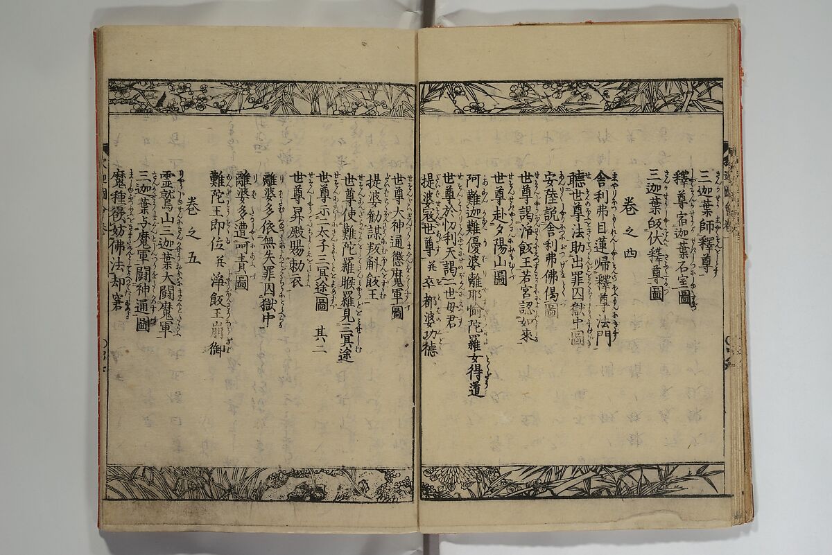 The Life of Shakyamuni Illustrated (Shaka goichidaiki zue kan yon)  釈迦御一代記図会巻四, Katsushika Hokusai 葛飾北斎 (Japanese, Tokyo (Edo) 1760–1849 Tokyo (Edo)), Set of six woodblock printed books; ink on paper, Japan