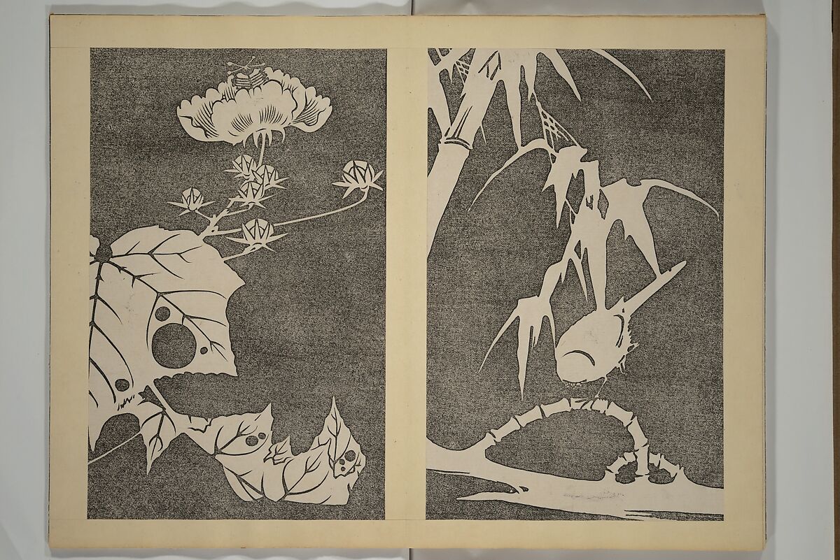 Jakuchū Picture Album (Jakuchū gajō} 若冲画帖, Itō Jakuchū 伊藤若冲 (Japanese, 1716–1800), Set of two woodblock printed books (orihon, accordion-style); ink on paper, Japan