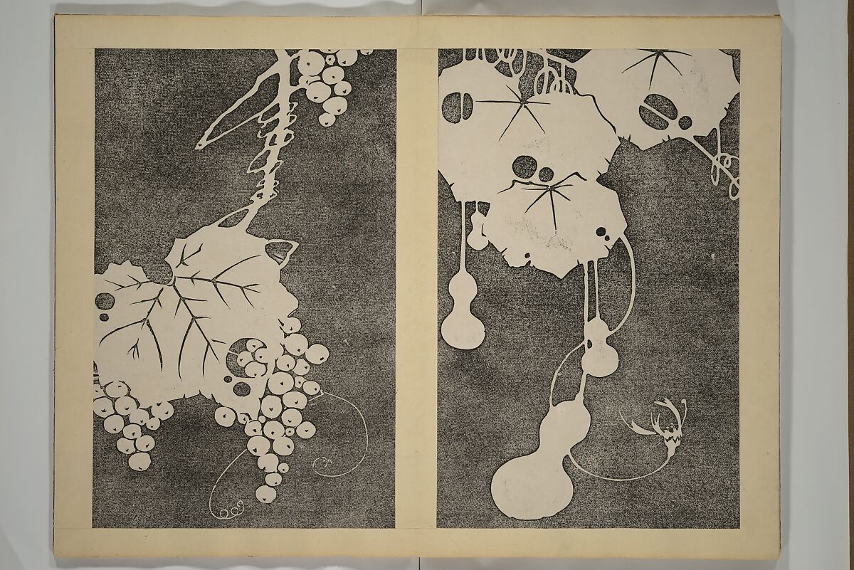 Jakuchū Picture Album (Jakuchū gajō} 若冲画帖, Itō Jakuchū 伊藤若冲 (Japanese, 1716–1800), Set of two woodblock printed books (orihon, accordion-style); ink on paper, Japan