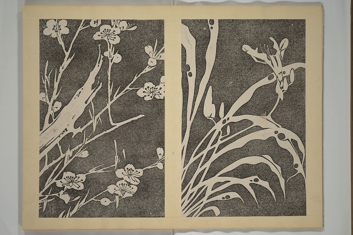Jakuchū Picture Album (Jakuchū gajō} 若冲画帖, Itō Jakuchū 伊藤若冲 (Japanese, 1716–1800), Set of two woodblock printed books (orihon, accordion-style); ink on paper, Japan
