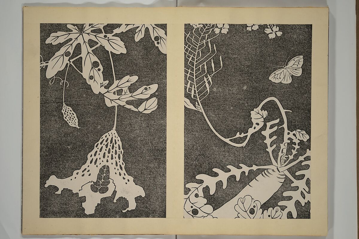 Jakuchū Picture Album (Jakuchū gajō} 若冲画帖, Itō Jakuchū 伊藤若冲 (Japanese, 1716–1800), Set of two woodblock printed books (orihon, accordion-style); ink on paper, Japan