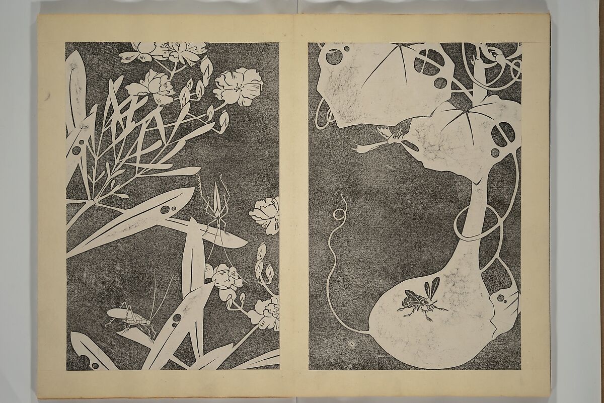 Jakuchū Picture Album (Jakuchū gajō} 若冲画帖, Itō Jakuchū 伊藤若冲 (Japanese, 1716–1800), Set of two woodblock printed books (orihon, accordion-style); ink on paper, Japan