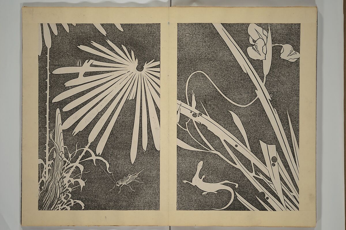 Jakuchū Picture Album (Jakuchū gajō} 若冲画帖, Itō Jakuchū 伊藤若冲 (Japanese, 1716–1800), Set of two woodblock printed books (orihon, accordion-style); ink on paper, Japan