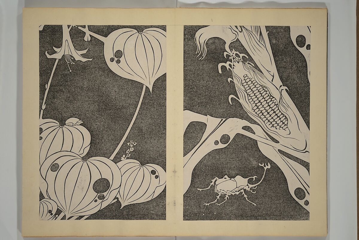 Jakuchū Picture Album (Jakuchū gajō} 若冲画帖, Itō Jakuchū 伊藤若冲 (Japanese, 1716–1800), Set of two woodblock printed books (orihon, accordion-style); ink on paper, Japan