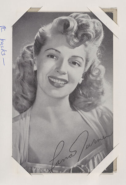 Lana Turner from Movie Stars Exhibit Cards series (W401), Commercial photolithograph 