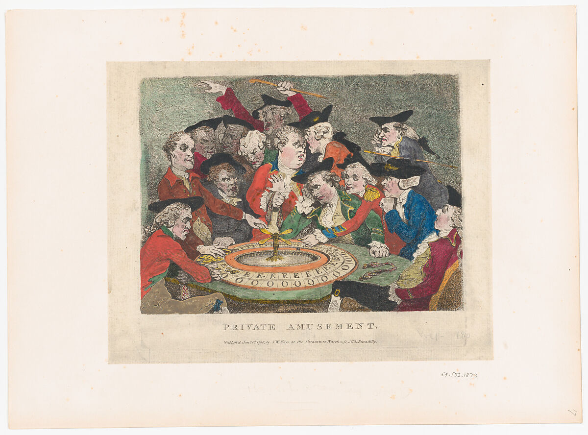 Private Amusement, Thomas Rowlandson (British, London 1757–1827 London), Hand-colored etching 