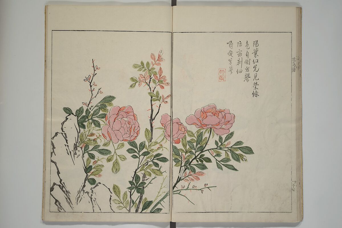 The Mustard Seed Garden Painting Manua} 芥子園畫傳, Wang Gai 王槩 (Chinese, 1645–1710), Set of two woodblock printed books; ink and color on paper, Japan