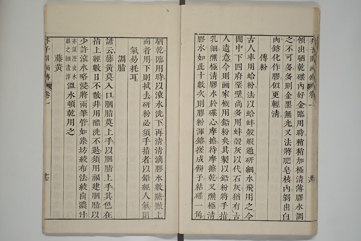 The Mustard Seed Garden Painting Manual  (Japanese reprint)  芥子園畫傳, Wang Gai 王槩 (Chinese, 1645–1710), Set of five woodblock printed books; ink and color on paper, Japan