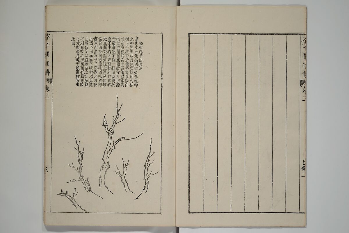 The Mustard Seed Garden Painting Manual  (Japanese reprint)  芥子園畫傳, Wang Gai 王槩 (Chinese, 1645–1710), Set of five woodblock printed books; ink and color on paper, Japan