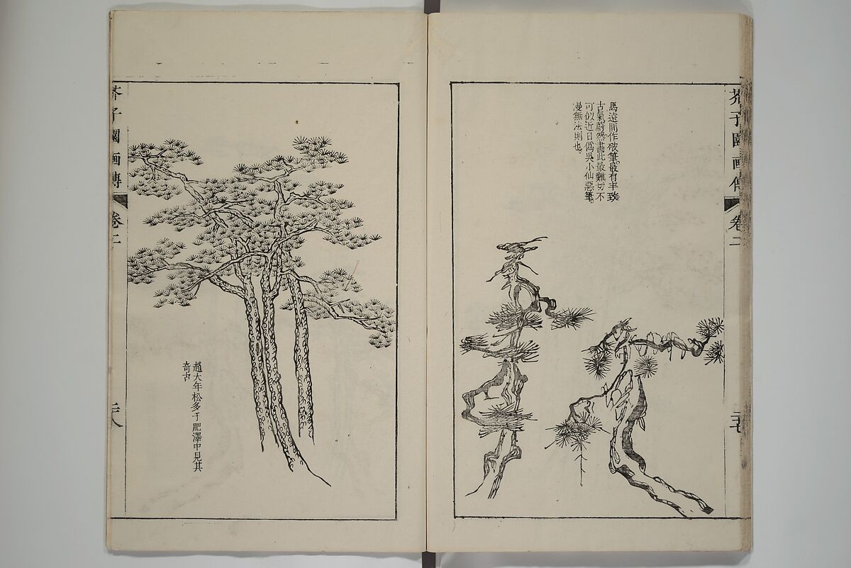 The Mustard Seed Garden Painting Manual  (Japanese reprint)  芥子園畫傳, Wang Gai 王槩 (Chinese, 1645–1710), Set of five woodblock printed books; ink and color on paper, Japan