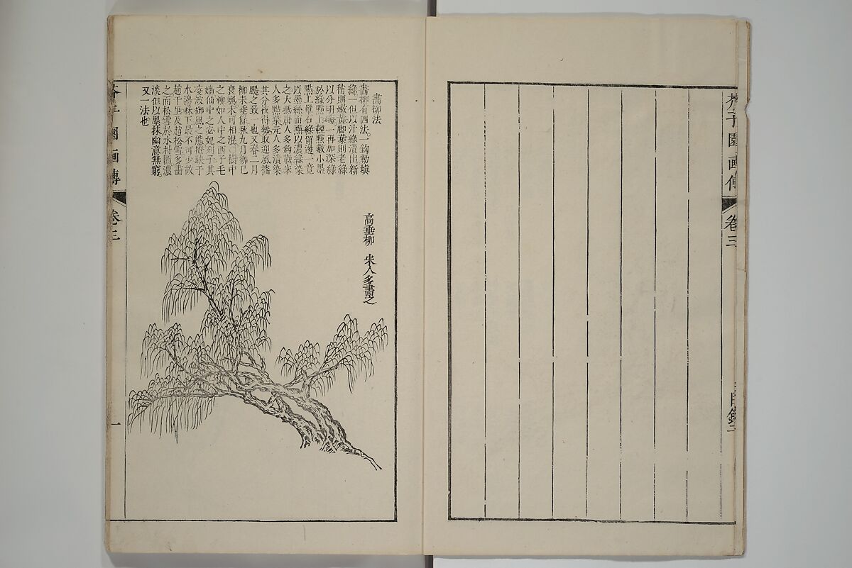The Mustard Seed Garden Painting Manual  (Japanese reprint)  芥子園畫傳, Wang Gai 王槩 (Chinese, 1645–1710), Set of five woodblock printed books; ink and color on paper, Japan