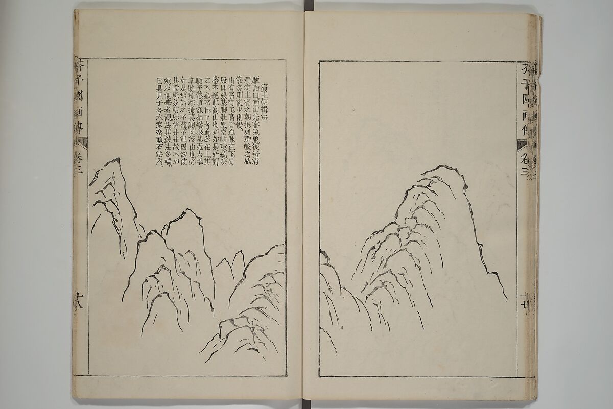 The Mustard Seed Garden Painting Manual  (Japanese reprint)  芥子園畫傳, Wang Gai 王槩 (Chinese, 1645–1710), Set of five woodblock printed books; ink and color on paper, Japan