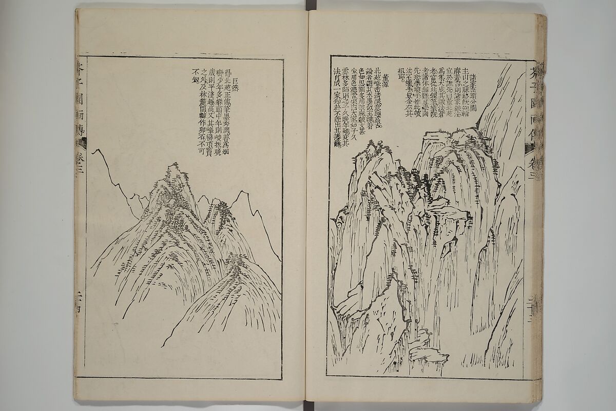 The Mustard Seed Garden Painting Manual  (Japanese reprint)  芥子園畫傳, Wang Gai 王槩 (Chinese, 1645–1710), Set of five woodblock printed books; ink and color on paper, Japan