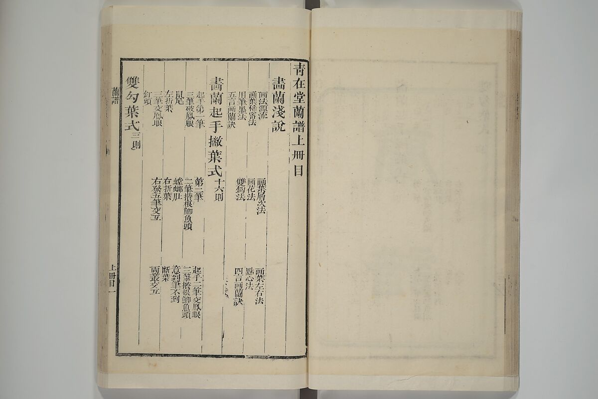 Part 2 from The Mustard Seed Garden Painting Manual (3rd Chinese edition)  芥子園畫傳, Wang Gai 王槩 (Chinese, 1645–1710), Set of four woodblock printed books; ink and color on paper, China