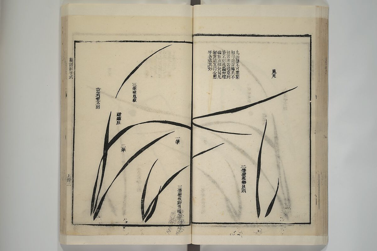 Part 2 from The Mustard Seed Garden Painting Manual (3rd Chinese edition)  芥子園畫傳, Wang Gai 王槩 (Chinese, 1645–1710), Set of four woodblock printed books; ink and color on paper, China