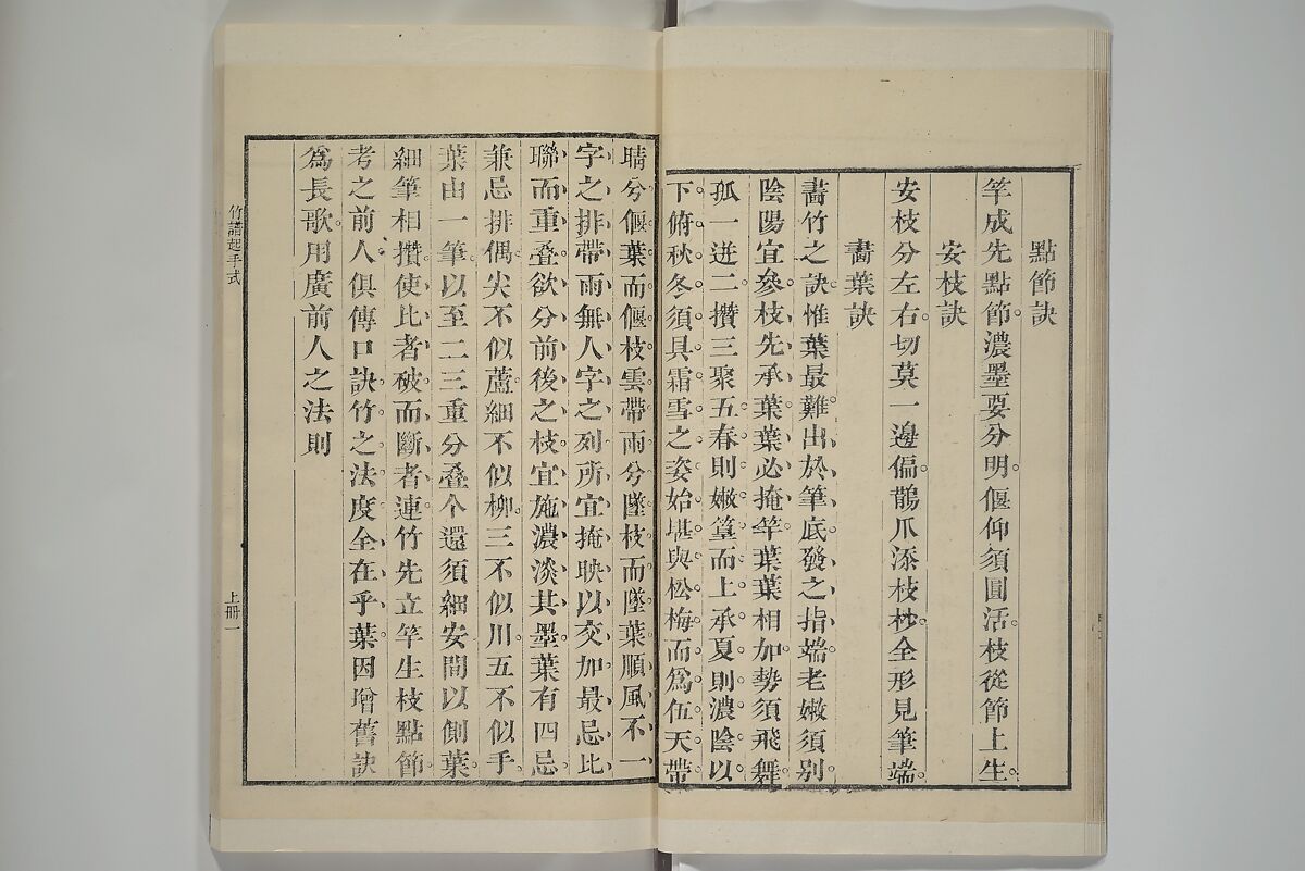 Part 2 from The Mustard Seed Garden Painting Manual (3rd Chinese edition)  芥子園畫傳, Wang Gai 王槩 (Chinese, 1645–1710), Set of four woodblock printed books; ink and color on paper, China