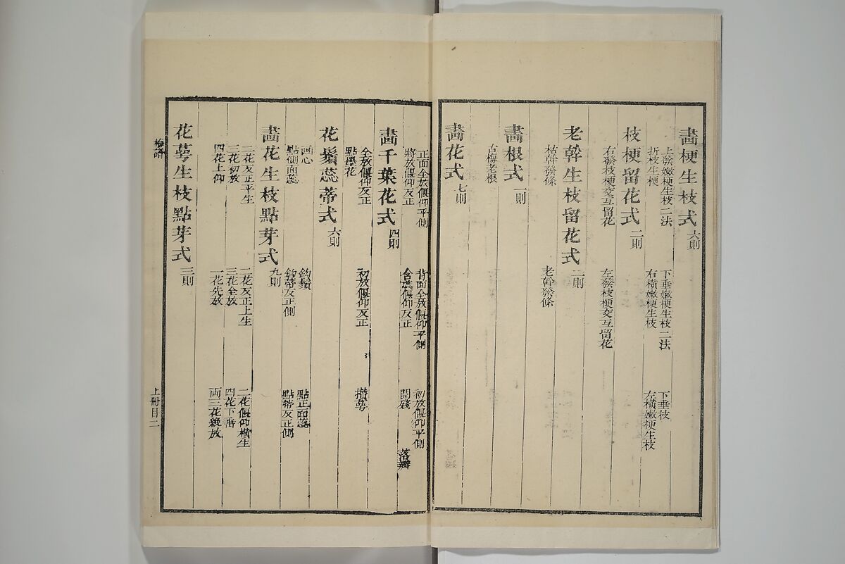 Part 2 from The Mustard Seed Garden Painting Manual (3rd Chinese edition)  芥子園畫傳, Wang Gai 王槩 (Chinese, 1645–1710), Set of four woodblock printed books; ink and color on paper, China