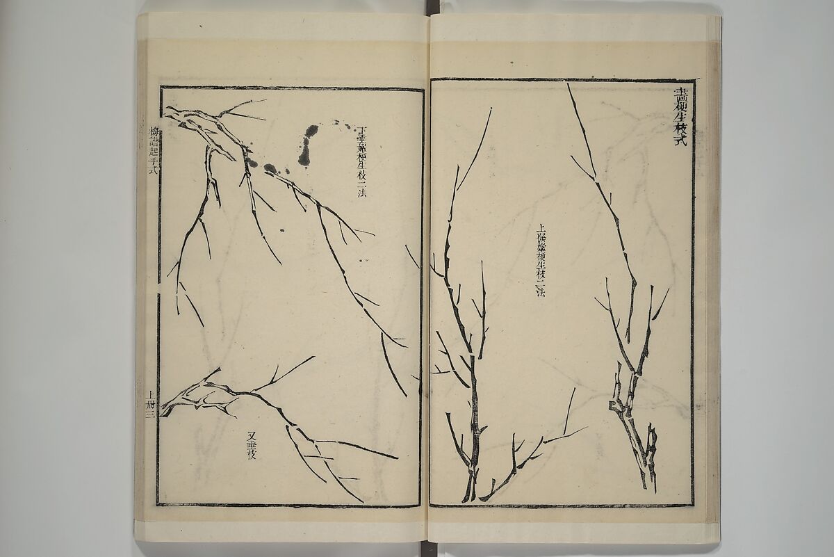 Part 2 from The Mustard Seed Garden Painting Manual (3rd Chinese edition)  芥子園畫傳, Wang Gai 王槩 (Chinese, 1645–1710), Set of four woodblock printed books; ink and color on paper, China